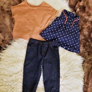 Bundle of Adorable Baby Girl Clothes 3-6 months old Polka Dot Jeans Shirts